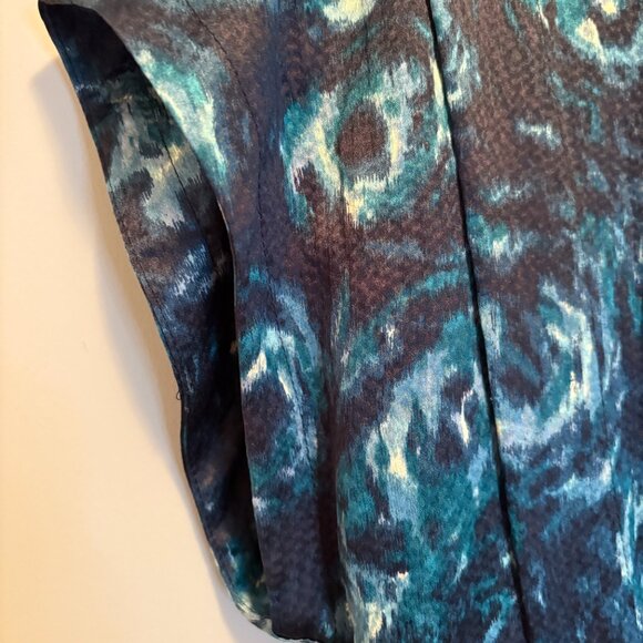 Ann Taylor Dress Black Green S/S Silk Stretch Career Christmas New Years Sz 8 - Picture 3 of 10